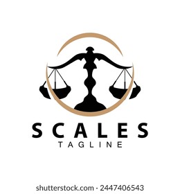 Simple legal scale logo justice court simple black silhouette template vector design