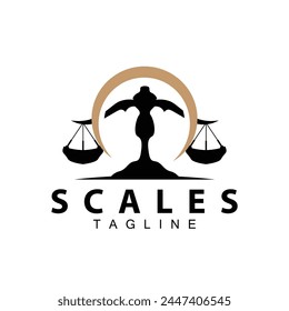 Simple legal scale logo justice court simple black silhouette template vector design