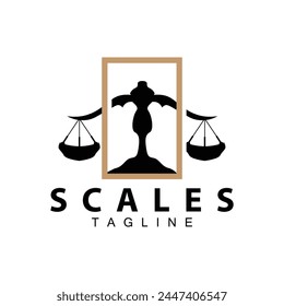 Simple legal scale logo justice court simple black silhouette template vector design
