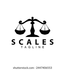 Simple legal scale logo justice court simple black silhouette template vector design