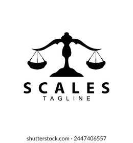 Simple legal scale logo justice court simple black silhouette template vector design