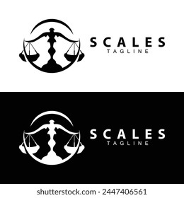 Simple legal scale logo justice court simple black silhouette template vector design
