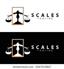 Simple legal scale logo justice court simple black silhouette template vector design
