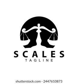 Simple legal scale logo justice court simple black silhouette template vector design