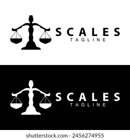 Simple legal scale logo justice court simple black silhouette template vector design