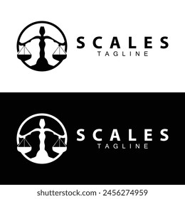 Simple legal scale logo justice court simple black silhouette template vector design