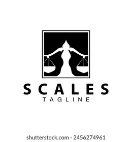 Simple legal scale logo justice court simple black silhouette template vector design
