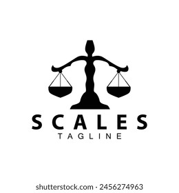 Simple legal scale logo justice court simple black silhouette template vector design