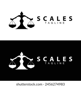 Simple legal scale logo justice court simple black silhouette template vector design