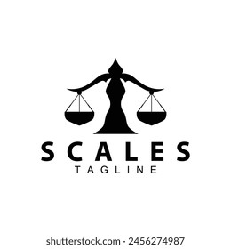 Simple legal scale logo justice court simple black silhouette template vector design