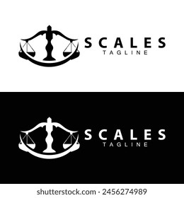 Simple legal scale logo justice court simple black silhouette template vector design