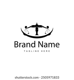 Simple legal scale logo justice court simple black silhouette template vector design