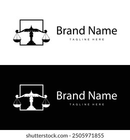 Simple legal scale logo justice court simple black silhouette template vector design