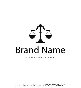 Simple legal scale logo justice court simple black silhouette template vector design