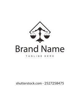 Simple legal scale logo justice court simple black silhouette template vector design