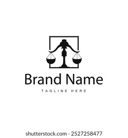 Simple legal scale logo justice court simple black silhouette template vector design