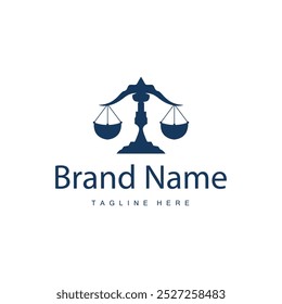 Simple legal scale logo justice court simple black silhouette template vector design