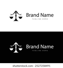 Simple legal scale logo justice court simple black silhouette template vector design