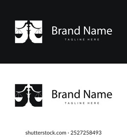 Simple legal scale logo justice court simple black silhouette template vector design