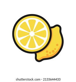 Simple Lemon art vector. Fresh lemon fruits on summer season. Summer fruit