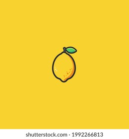 Simple lemon design with outline. yellow