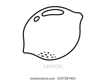 Simple lemon hand drawn icon image. Cute, vector, editable, simple, vegetable icon, coloring page.