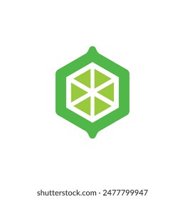 simple lemon lime design logo in the shape of a hexagon