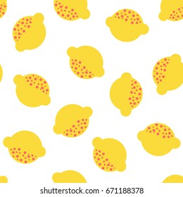 Simple lemon vector pattern on white background. Element for print designs, wallpaper, wrapping paper, background, decoration.
