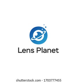Simple Lens Planet Logo Design Icon Vector