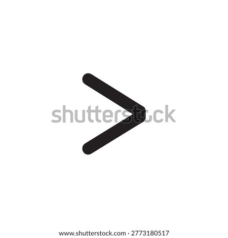 Simple less than mathematical symbol isolated on white background
