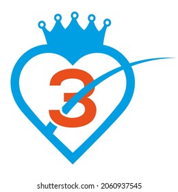 simple letter 3 vector logo