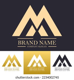Letra simple ilustración de diseño de logotipo AA o X en color oro con estilo de formas grandes