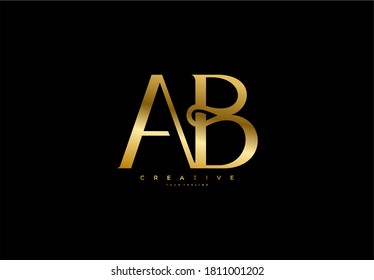 Simple letter AB monogram stylish type gold design logo