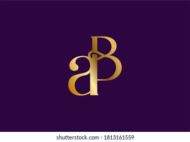 Letra simple logotipo de diseño de diseño dorado tipo monograma AB