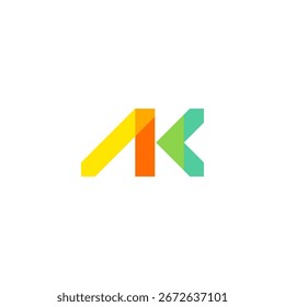 Letra simple AK con Vector de concepto de logotipo de origami