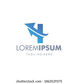 letra simple I con plantilla de diseño de logotipo de flecha