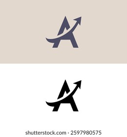 simple letter A with arrow luxury logo vector illustration template design