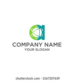 Simple a letter with atom logo design 