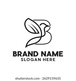 simple letter B Bird modern line design template