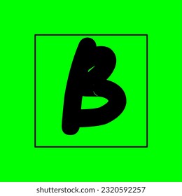 Una letra simple B de diseño dentro de la caja cuadrada aislada en el fondo verde para efecto de pantalla verde. Dejando. Orden alfabético. 