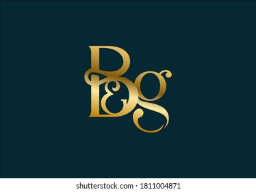 Simple letter B & G monogram stylish type gold design logo