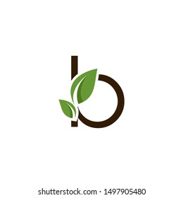 simple letter b with leaf logo. green leaf eco logo template - vector