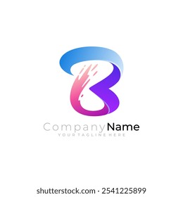 Simple letter B logo with colorful design template, business icons