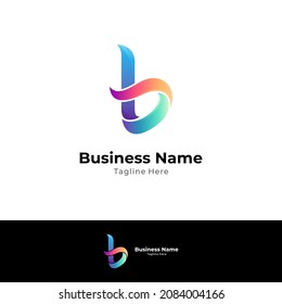 Einfache Buchstaben-b-Logo-Designvorlage mit Farbverlauf-Stil
