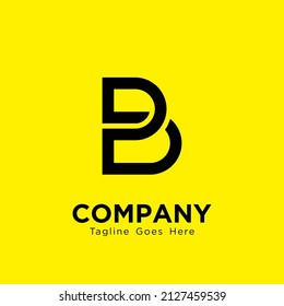 Simple Letter B Logo Design Isolated on Yellow Background, Modern B Logo Vector