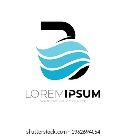 Einfache Buchstaben-B-Logos und Wellensymbole, Logos mit flachen Buchstaben