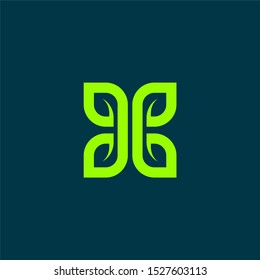 simple letter b which forms leaf and butterflyy