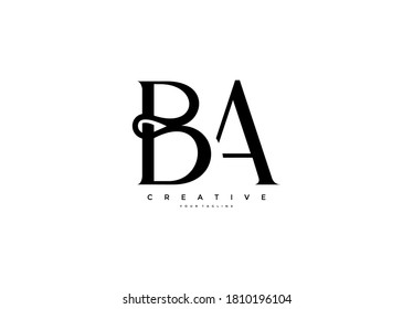 Simple letter BA monogram stylish type design logo