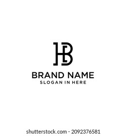 B H Logo Buchstaben Design Vektorvorlage, abstraktes HB Design