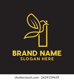 simple letter I Bird modern line design template